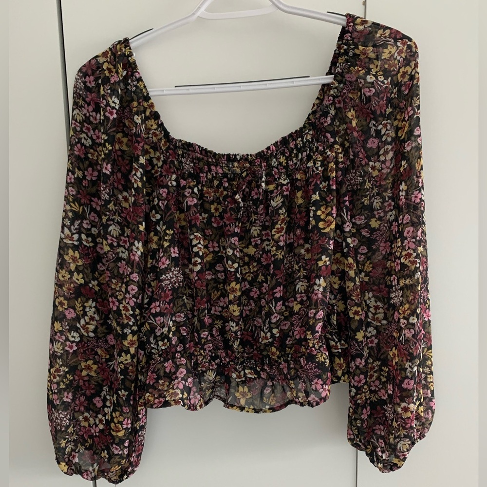 Mango Floral Off-the-Shoulder Blouse